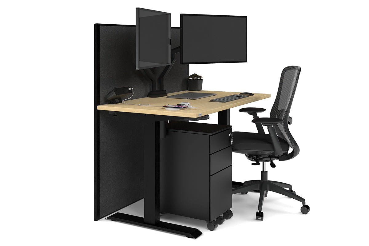 Just Right Height Adjustable Desk [1200L x 700W] Jasonl black leg maple moody charchoal (1200H x 1200W)