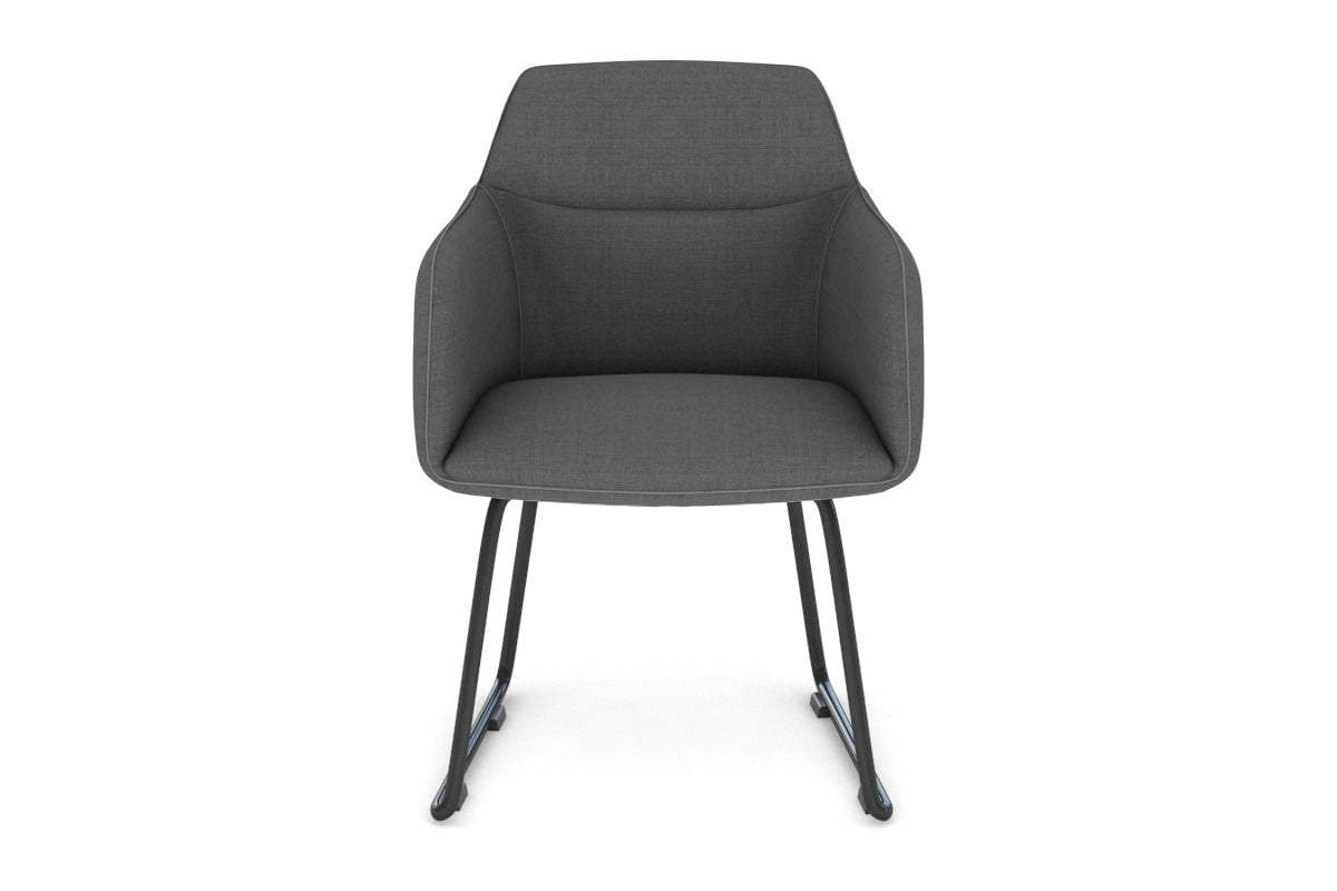 McDuck Sled Cafe Chair - Black Base Jasonl fabric dark grey 