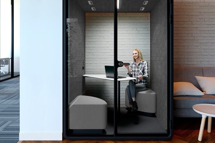 Nest 2 Person Meeting Booth with Diagonal Table [Echo Panel] Jasonl 