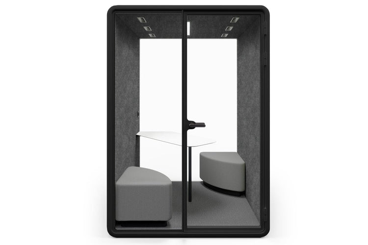 Nest 2 Person Meeting Booth with Diagonal Table [Echo Panel] Jasonl black dark grey grey