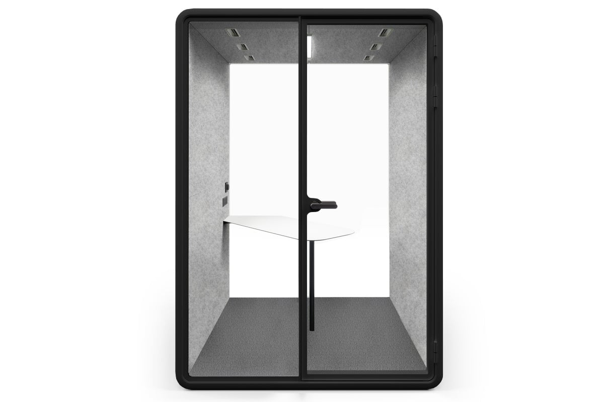 Nest 2 Person Meeting Booth with Diagonal Table [Echo Panel] Jasonl black light grey none