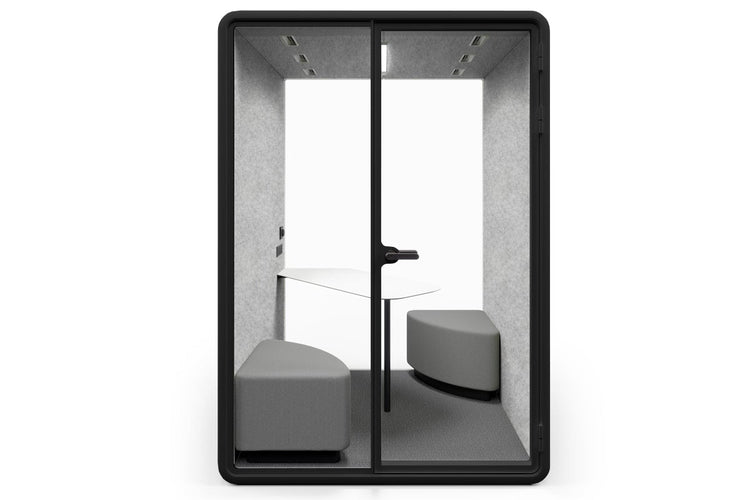 Nest 2 Person Meeting Booth with Diagonal Table [Echo Panel] Jasonl black light grey grey