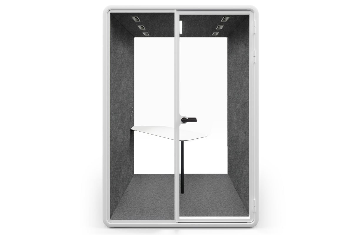 Nest 2 Person Meeting Booth with Diagonal Table [Echo Panel] Jasonl white dark grey none