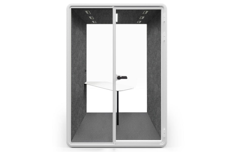 Nest 2 Person Meeting Booth with Diagonal Table [Echo Panel] Jasonl white dark grey none