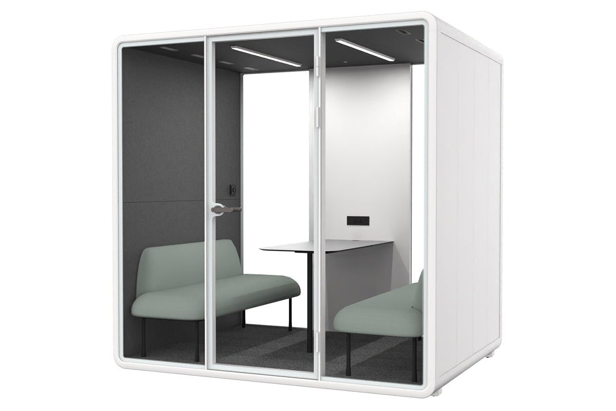 Nest 4 Person Meeting Booth [Echo Panel] Jasonl white dark grey green