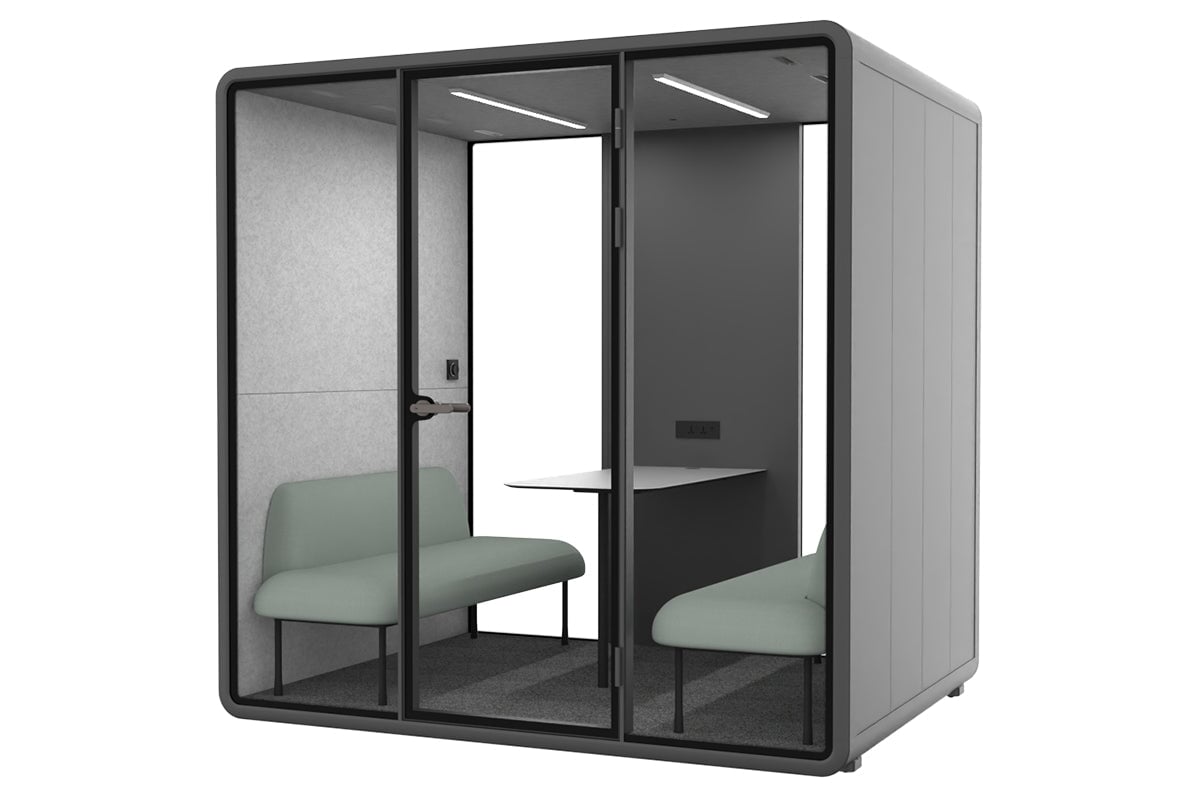 Nest 4 Person Meeting Booth [Echo Panel] Jasonl black light grey green