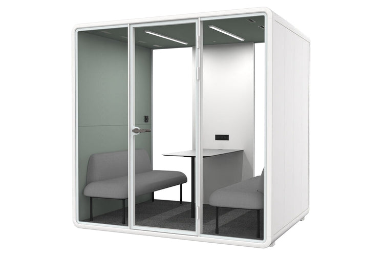 Nest 4 Person Meeting Booth [Echo Panel With Fabric] Jasonl white green fabric grey