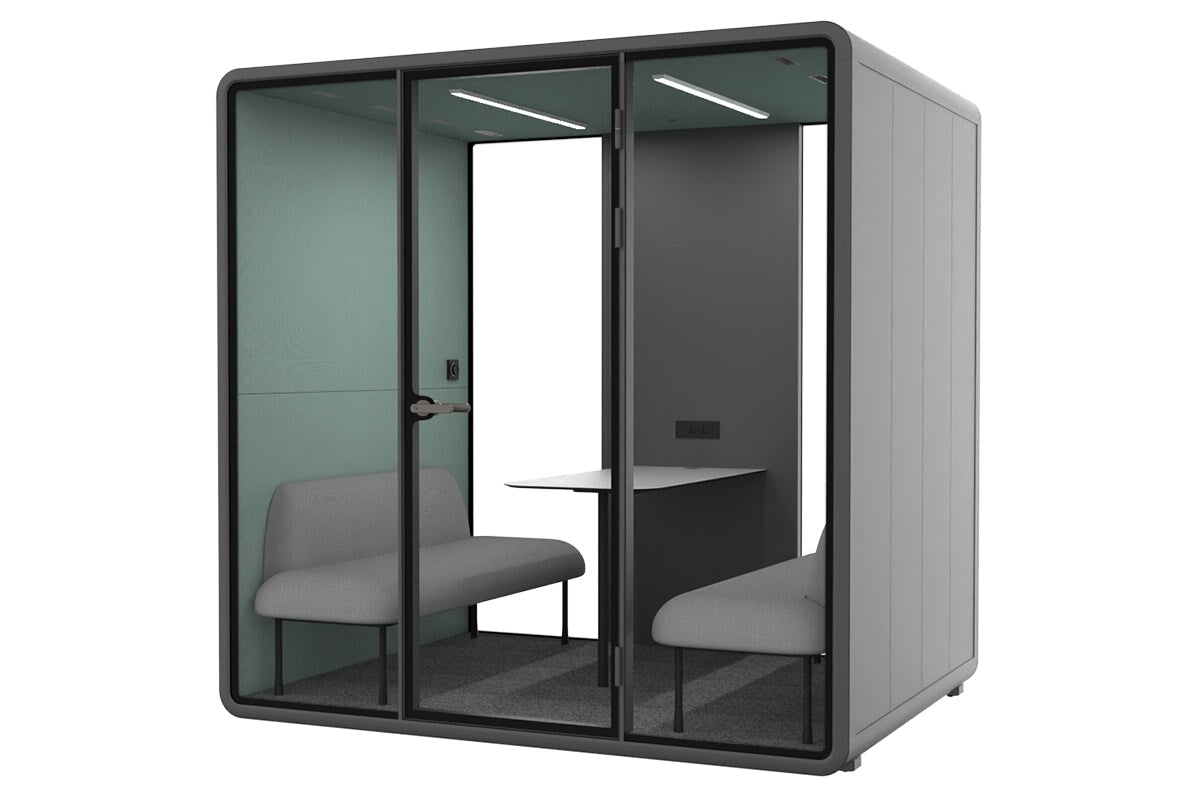 Nest 4 Person Meeting Booth [Echo Panel With Fabric] Jasonl black green fabric grey