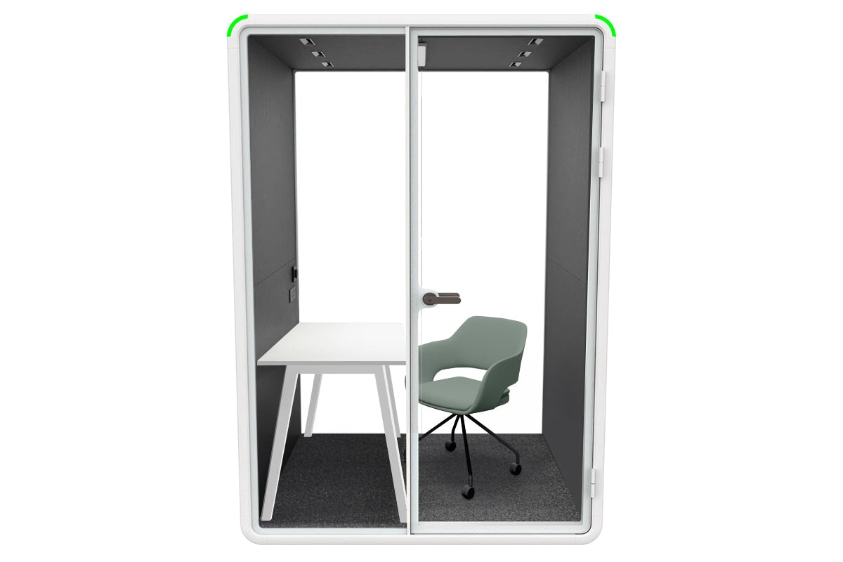 Nest Room Booth with Quadro A Table [Echo Panel] Jasonl white dark grey green