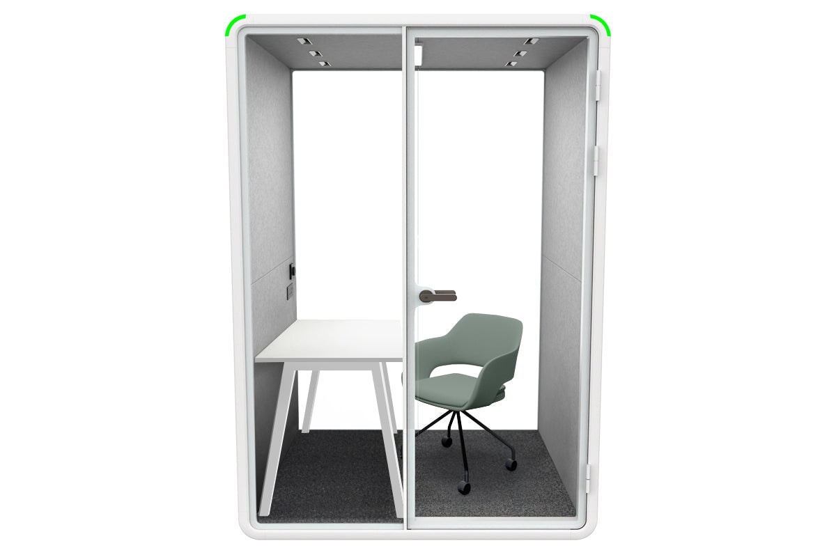 Nest Room Booth with Quadro A Table [Echo Panel] Jasonl white light grey green