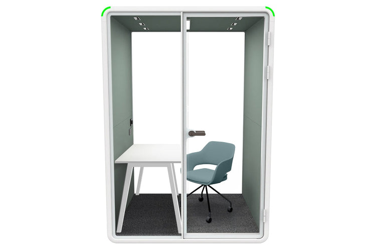 Nest Room Booth with Quadro A Table [Echo Panel With Fabric] Jasonl white green fabric blue