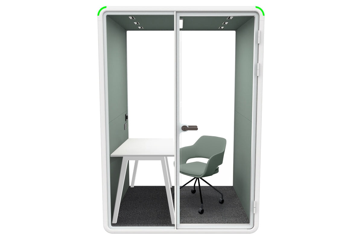 Nest Room Booth with Quadro A Table [Echo Panel With Fabric] Jasonl white green fabric green