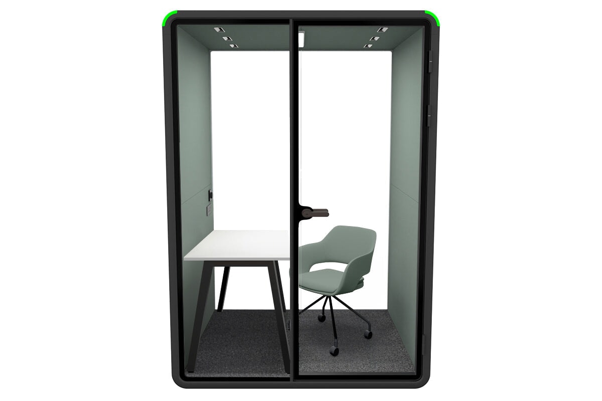 Nest Room Booth with Quadro A Table [Echo Panel With Fabric] Jasonl black green fabric green