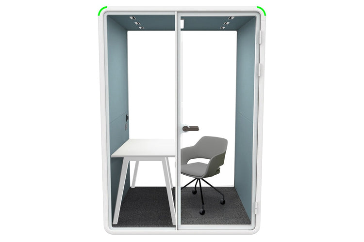 Nest Room Booth with Quadro A Table [Echo Panel With Fabric] Jasonl white blue fabric grey