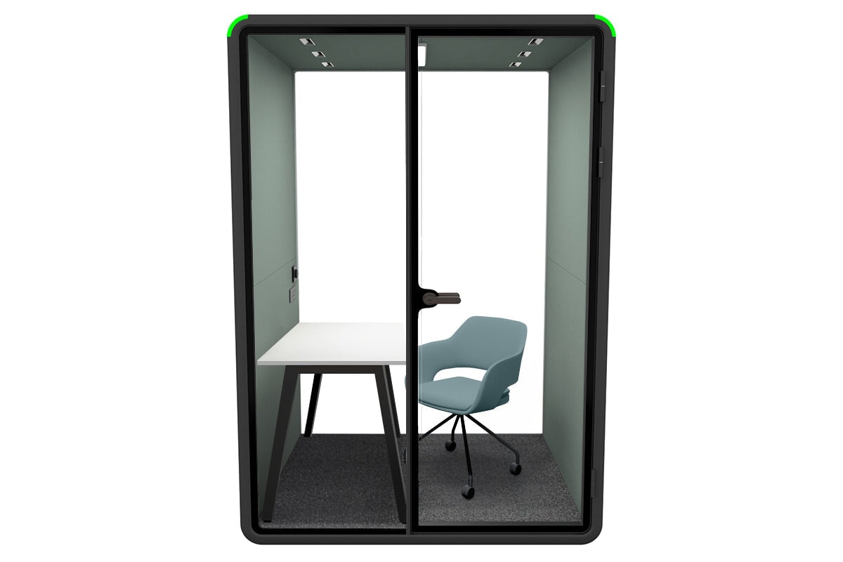 Nest Room Booth with Quadro A Table [Echo Panel With Fabric] Jasonl black green fabric blue