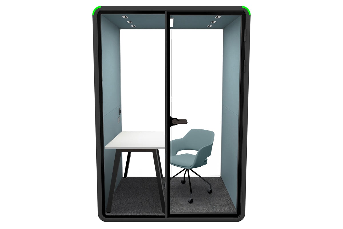 Nest Room Booth with Quadro A Table [Echo Panel With Fabric] Jasonl black blue fabric blue