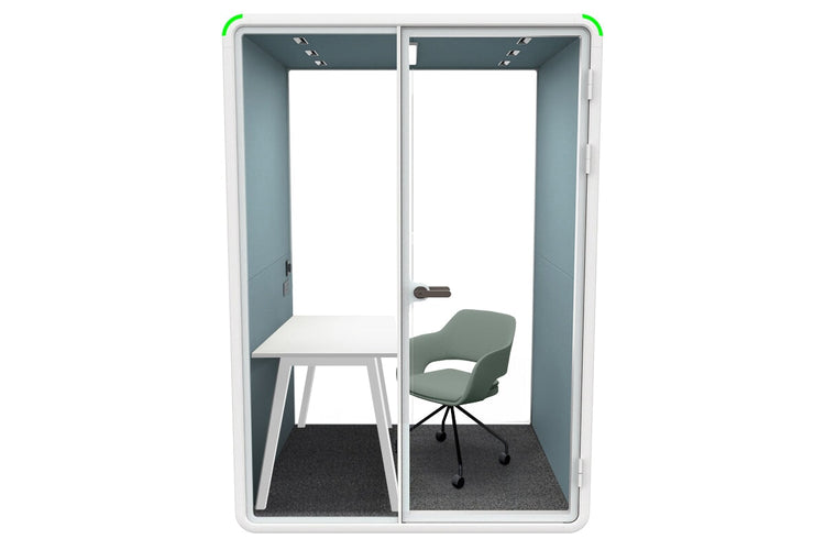 Nest Room Booth with Quadro A Table [Echo Panel With Fabric] Jasonl white blue fabric green