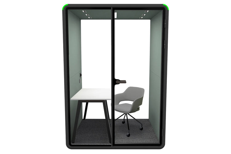 Nest Room Booth with Quadro A Table [Echo Panel With Fabric] Jasonl black green fabric grey