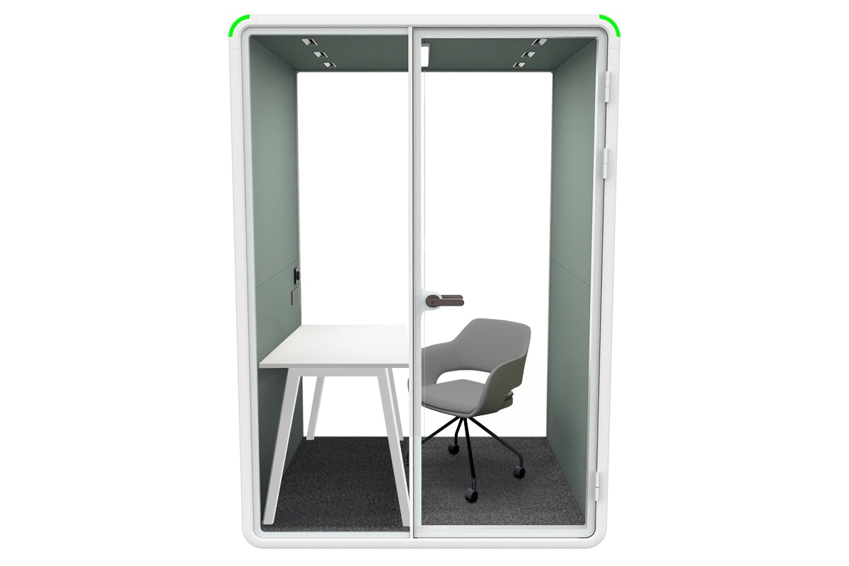 Nest Room Booth with Quadro A Table [Echo Panel With Fabric] Jasonl white green fabric grey