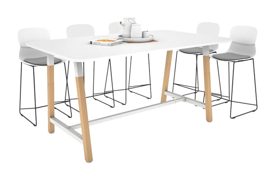 Quadro A Legs Counter Table with Rounded Corners - Wood Legs Cross Beam [1800L x 1100W with Rounded Corners] Jasonl white leg white none