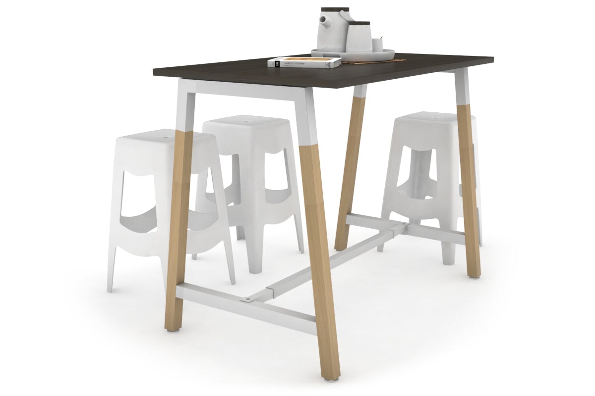 Quadro A Legs Counter Table Wood Legs Cross Beam - 925H [1400L x 700W] Jasonl white leg dark oak none