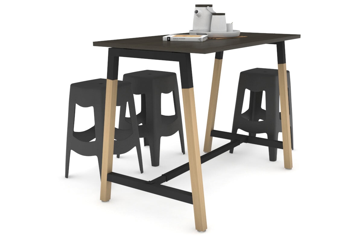 Quadro A Legs Counter Table Wood Legs Cross Beam - 925H [1400L x 700W] Jasonl black leg dark oak none