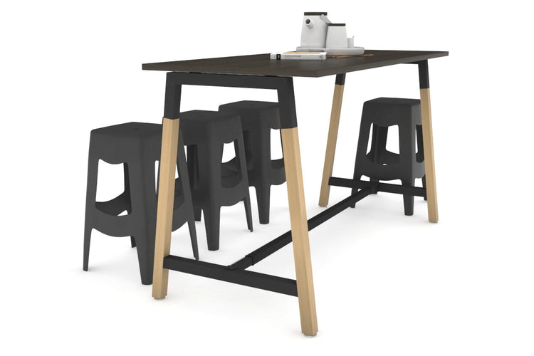 Quadro A Legs Counter Table Wood Legs Cross Beam - 925H [1600L x 700W] Jasonl black leg dark oak none