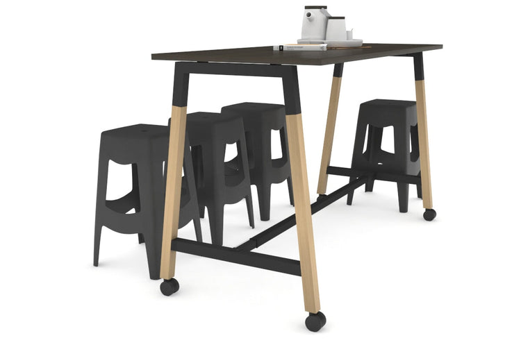 Quadro A Legs Counter Table Wood Legs Cross Beam - 925H [1600L x 700W] Jasonl black leg dark oak wheels