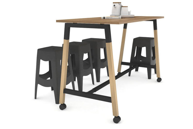 Quadro A Legs Counter Table Wood Legs Cross Beam - 925H [1600L x 700W] Jasonl black leg salvage oak wheels