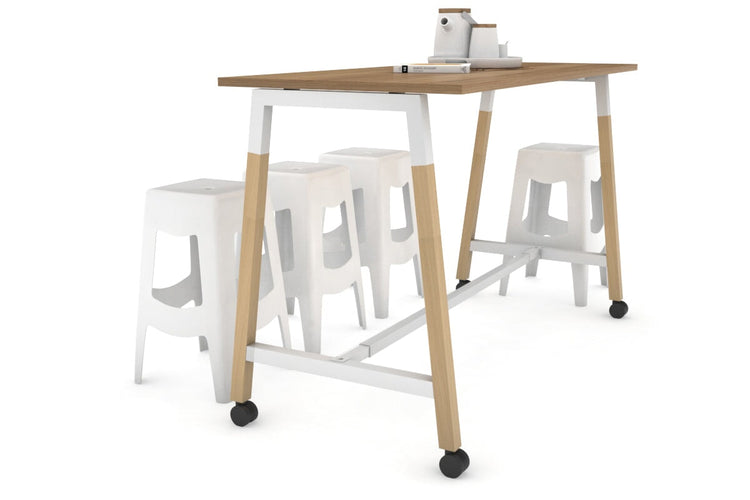 Quadro A Legs Counter Table Wood Legs Cross Beam - 925H [1600L x 700W] Jasonl white leg salvage oak wheels