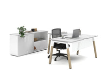  - Quadro A Legs L-Shaped Executive Setting - Wood Legs White Cross Beam [1600L x 1800W with Cable Scallop] - 1