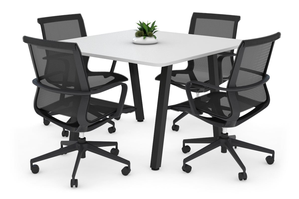 Quadro A Legs Modern Boardroom Table - Rounded Corners [1100L x 1100W with Rounded Corners] Jasonl black leg white 