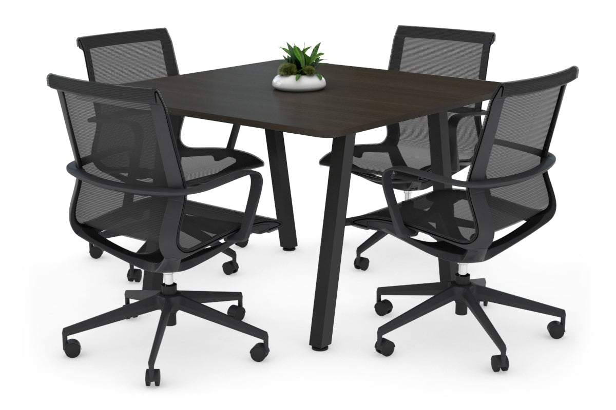 Quadro A Legs Modern Boardroom Table - Rounded Corners [1100L x 1100W with Rounded Corners] Jasonl black leg dark oak 