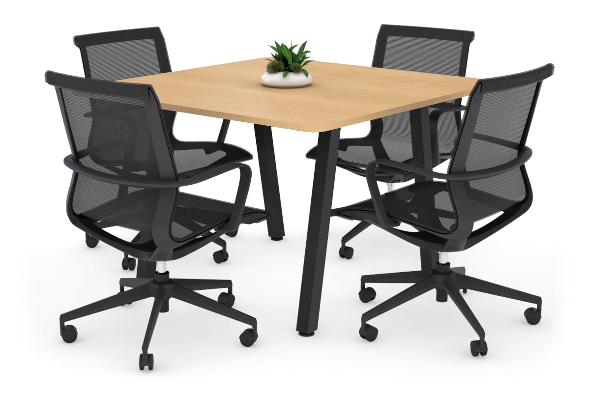 Quadro A Legs Modern Boardroom Table - Rounded Corners [1100L x 1100W with Rounded Corners] Jasonl black leg maple 