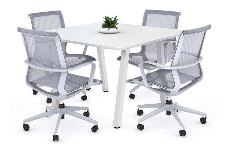 Quadro A Legs Modern Boardroom Table - Rounded Corners [1100L x 1100W with Rounded Corners] Jasonl white leg white 