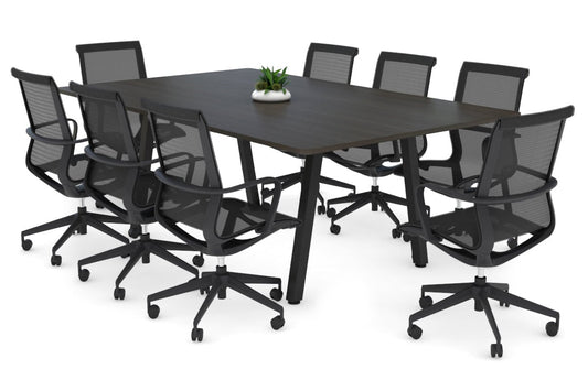 Quadro A Legs Modern Boardroom Table - Rounded Corners [1800L x 1100W with Rounded Corners] Jasonl black leg dark oak 