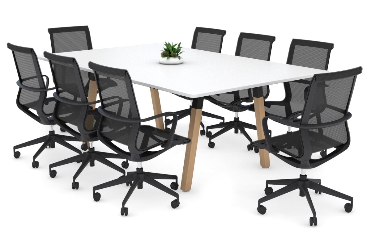 Quadro A Legs Modern Boardroom Table Wood Legs - Rounded Corners [1800L x 1100W with Rounded Corners] Jasonl black leg white 