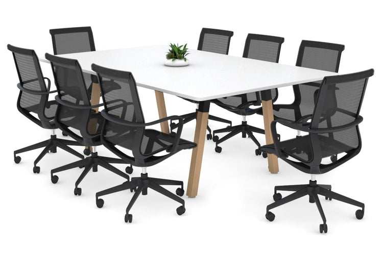 Quadro A Legs Modern Boardroom Table Wood Legs - Rounded Corners [1800L x 1100W with Rounded Corners] Jasonl black leg white 