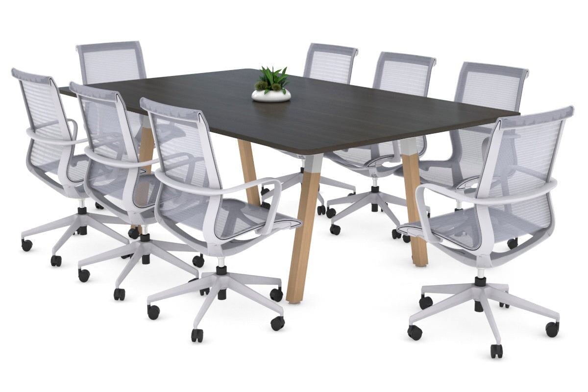 Quadro A Legs Modern Boardroom Table Wood Legs - Rounded Corners [1800L x 1100W with Rounded Corners] Jasonl white leg dark oak 