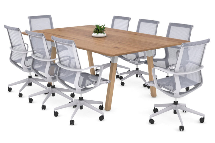 Quadro A Legs Modern Boardroom Table Wood Legs - Rounded Corners [1800L x 1100W with Rounded Corners] Jasonl white leg salvage oak 