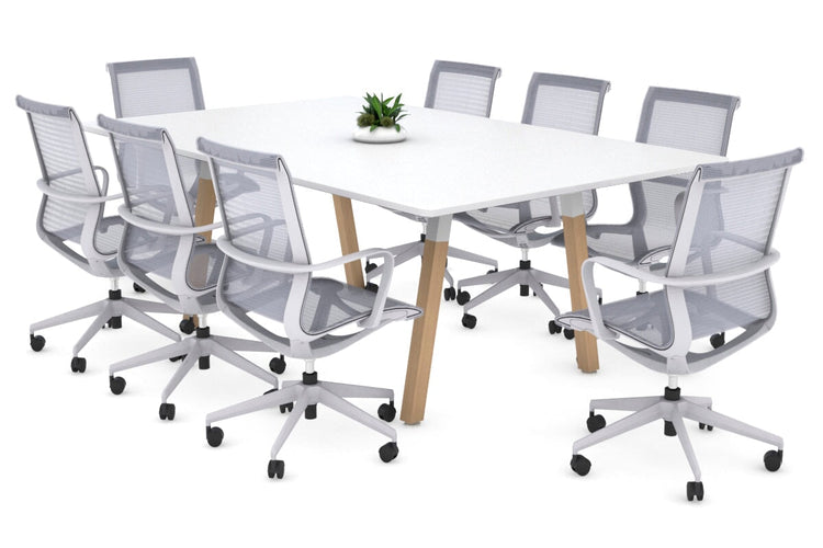 Quadro A Legs Modern Boardroom Table Wood Legs - Rounded Corners [1800L x 1100W with Rounded Corners] Jasonl white leg white 