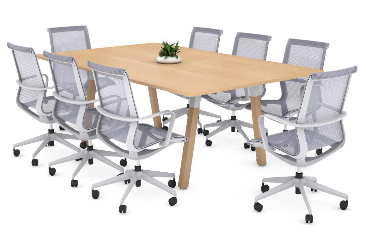 Quadro A Legs Modern Boardroom Table Wood Legs - Rounded Corners [1800L x 1100W with Rounded Corners] Jasonl white leg maple 