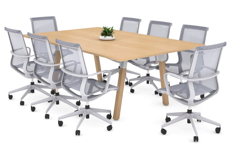 Quadro A Legs Modern Boardroom Table Wood Legs - Rounded Corners [1800L x 1100W with Rounded Corners] Jasonl white leg maple 