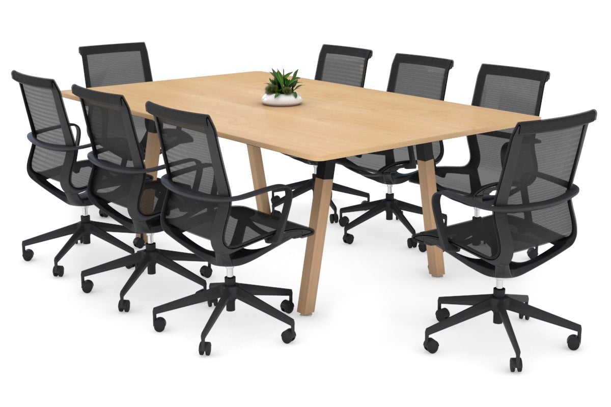 Quadro A Legs Modern Boardroom Table Wood Legs - Rounded Corners [1800L x 1100W with Rounded Corners] Jasonl black leg maple 