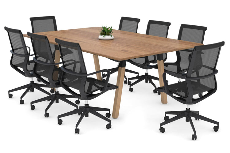 Quadro A Legs Modern Boardroom Table Wood Legs - Rounded Corners [1800L x 1100W with Rounded Corners] Jasonl black leg salvage oak 