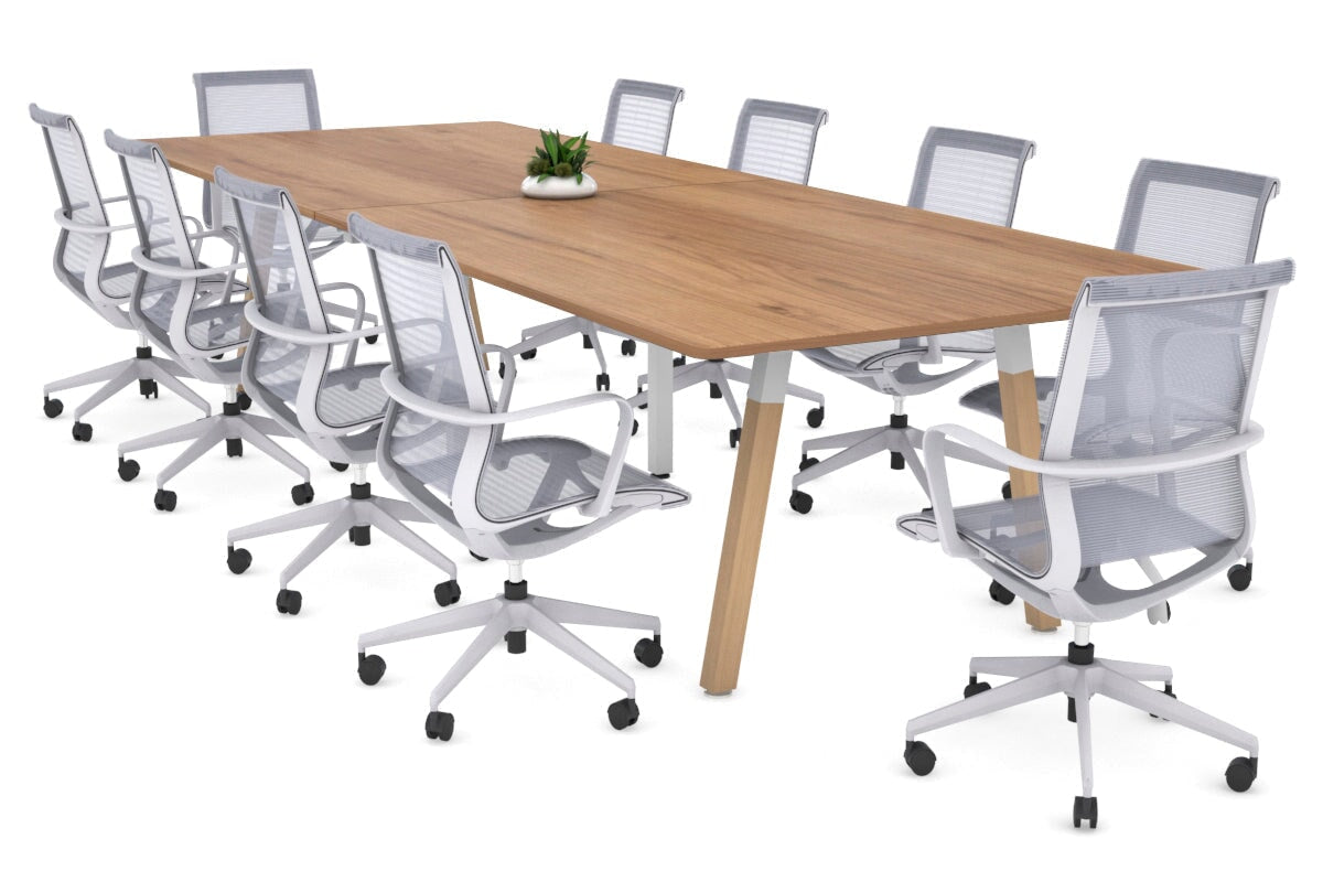 Quadro A Legs Modern Boardroom Table Wood Legs - Rounded Corners [3200L x 1100W with Rounded Corners] Jasonl white leg salvage oak none