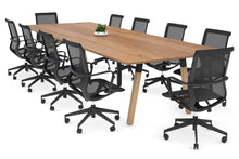  - Quadro A Legs Modern Boardroom Table Wood Legs - Rounded Corners [3200L x 1100W with Rounded Corners] - 1