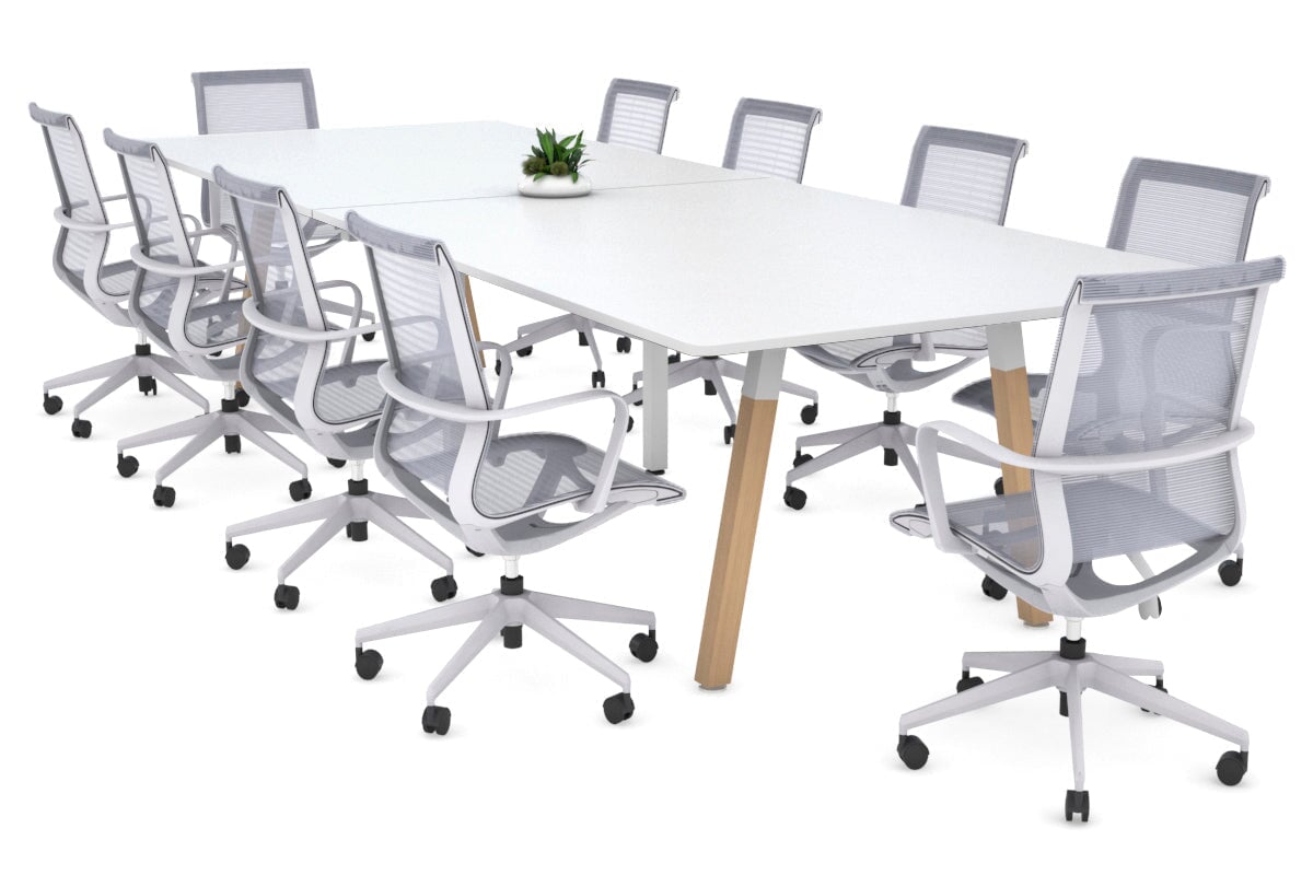 Quadro A Legs Modern Boardroom Table Wood Legs - Rounded Corners [3200L x 1100W with Rounded Corners] Jasonl white leg white none