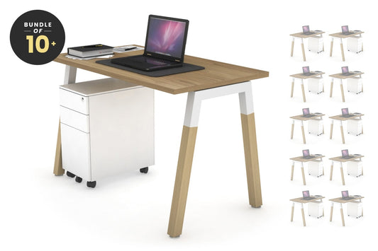 Quadro A Legs Office Desk - Wood Legs Cross Beam - Bulk [1000L x 600W] Jasonl 