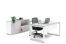  - Quadro Loop Legs L-Shaped Executive Setting - White Legs [1600L x 1700W] - 1